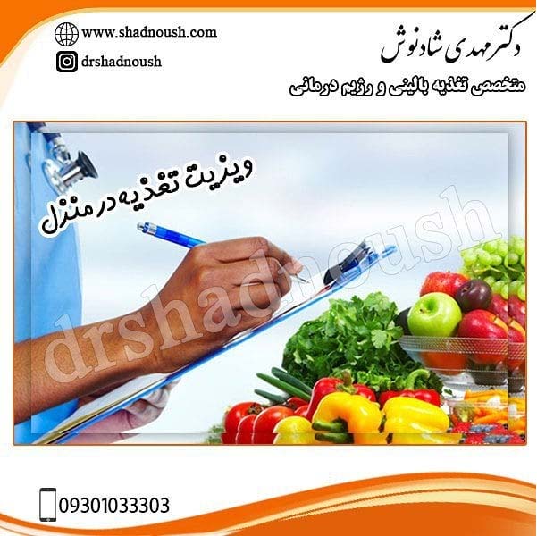 ویزیت تغذیه در منزل مشاوره تغذیه در منزل رژیم غذایی اینترنتی متخصص تغذیه بالینی و رژیم درمانی دکتر مهدی شادنوش